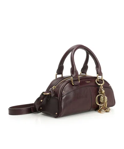 Chloé Small Bowling Shoulder Bag In Leather In Burgundy