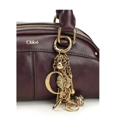 Chloé Small Bowling Shoulder Bag In Leather In Burgundy