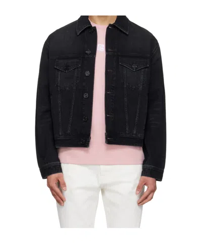 Balmain Long Sleeve Silk Nylon Jacket Front Pockets In Black