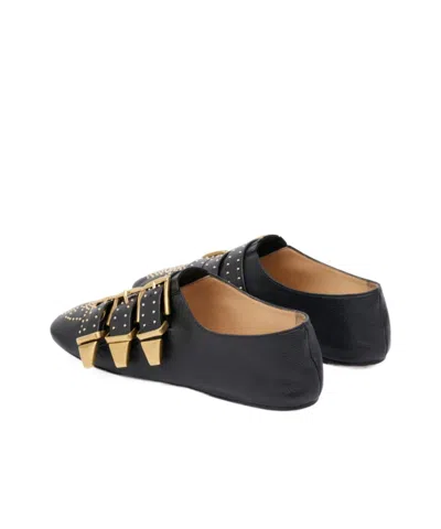 Chloé Susanna Buckle-details Studded Flat Pumps In Black