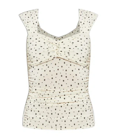 Isabel Marant Ruched Polka-dot Top In White