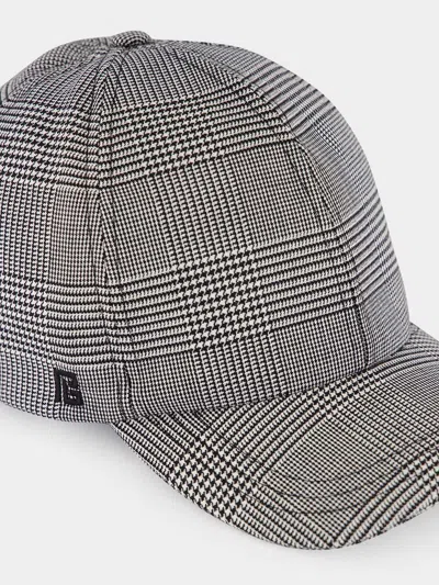 Balmain Checked Cap In Gray