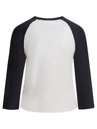 Ganni Baseball Graphic Raglan Crew Neck T-shirt In White