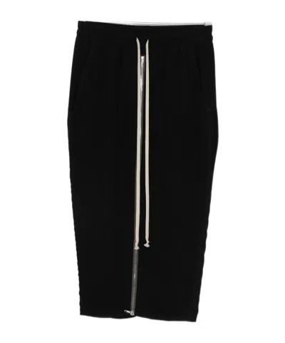 Rick Owens Drawstring Zip Midi Skirt In Black