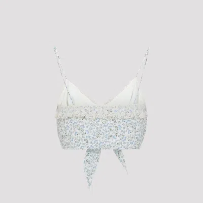 Ermanno Scervino Top Bow Detail Floral Pattern Lace In White