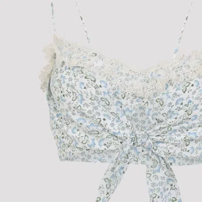 Ermanno Scervino Top Bow Detail Floral Pattern Lace In White