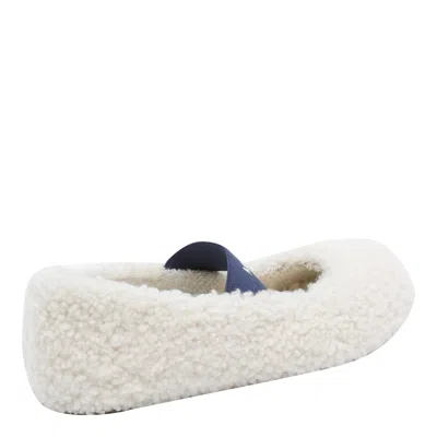 Moon Boot Shearling Ballet Flats In White