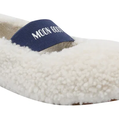 Moon Boot Shearling Ballet Flats In White