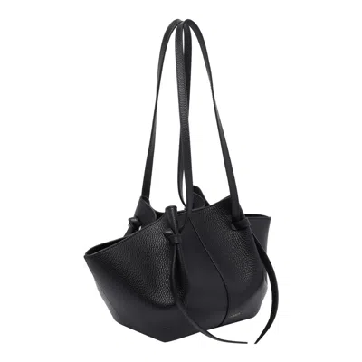 Yuzefi Mochi Pebble-grain Two-strap Shoulder Bag In Black