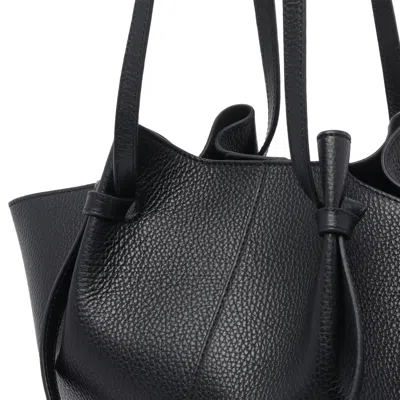 Yuzefi Mochi Pebble-grain Two-strap Shoulder Bag In Black