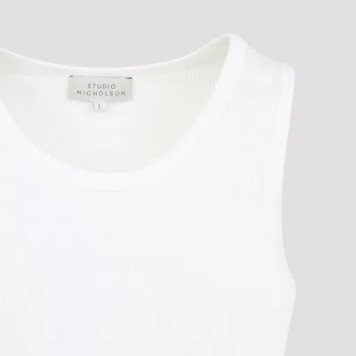 Studio Nicholson Razim Vest Ribbed Texture Round Neckline In White