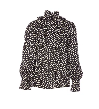 Chloé Ruffle Front Long Sleeve Top In Animal Print