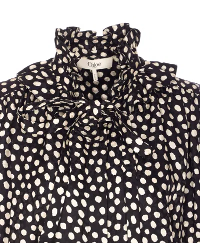 Chloé Ruffle Front Long Sleeve Top In Animal Print