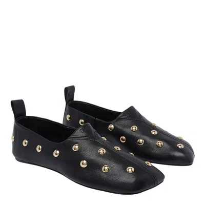 Chloé Chloe Rita Stud-embellished Leather Ballet Flats In Black