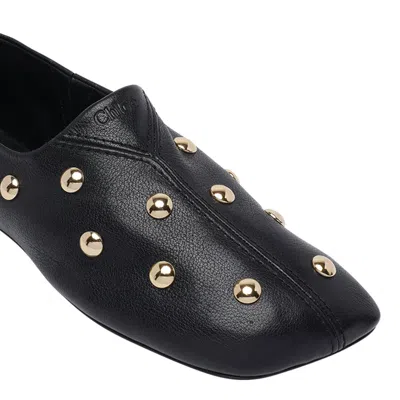 Chloé Chloe Rita Stud-embellished Leather Ballet Flats In Black