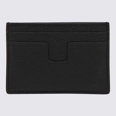 Tom Ford Soft Grain Leather T Line Classic Card Holder In Black