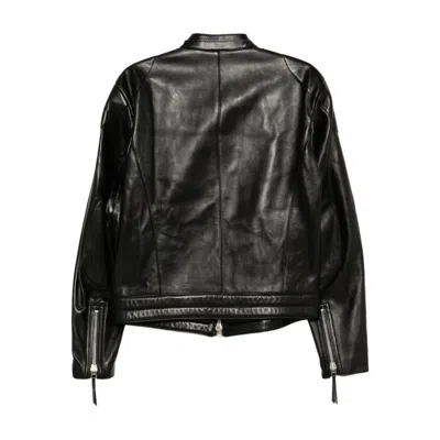 Tom Ford Leather Biker Jacket Stand Collar Zips In Black