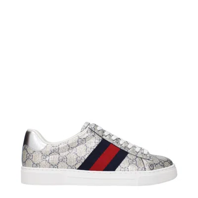 Gucci Ace Lurex Low-top Sneakers In Beige