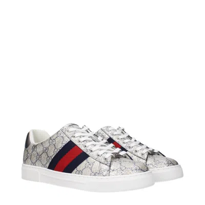 Gucci Ace Lurex Low-top Sneakers In Beige