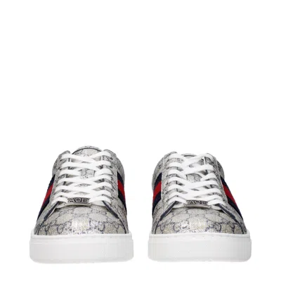 Gucci Ace Lurex Low-top Sneakers In Beige