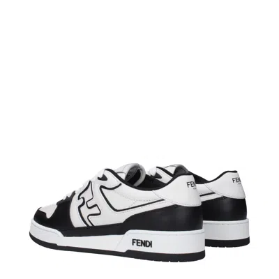 Fendi Leather Sneakers With Ff Lateral Logo In Black