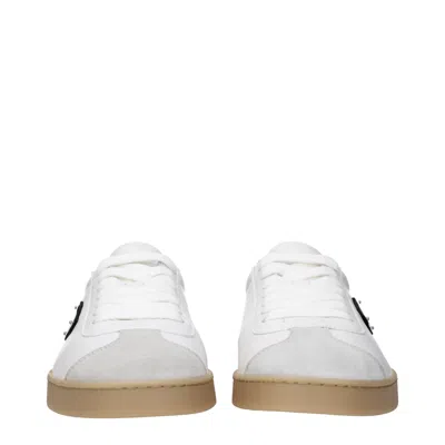 Prada Track Leather Logo-plaque Sneakers In White