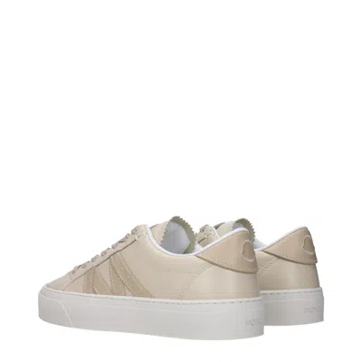Moncler Sneakers Monaco 2 Women Leather Beige In Neutral