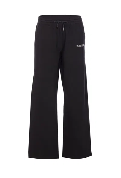 Burberry Logo Printed Drawstring Track Trousers In Black