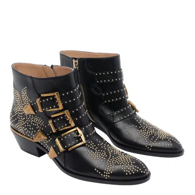 Chloé Chloe Women Embellished Nappa Leather Susanna Ankle Boots In Black