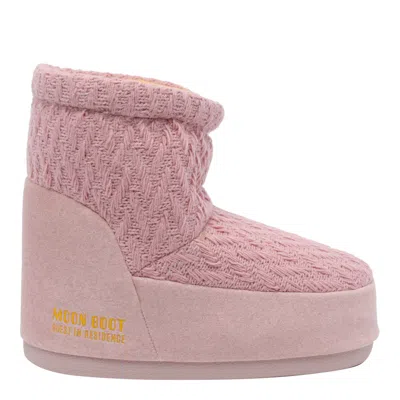 Moon Boot X Guest In Residence Slip-on Knit Ankle Boots In Pink