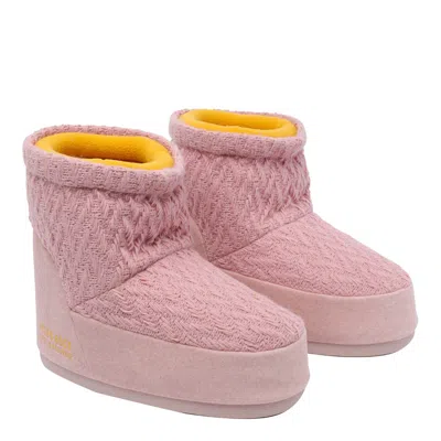 Moon Boot X Guest In Residence Slip-on Knit Ankle Boots In Pink