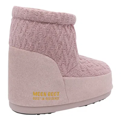 Moon Boot X Guest In Residence Slip-on Knit Ankle Boots In Pink