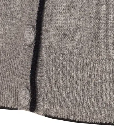 Chloé Wool And Cashmere Cardigan With Logo Knitwear Grey In Gray