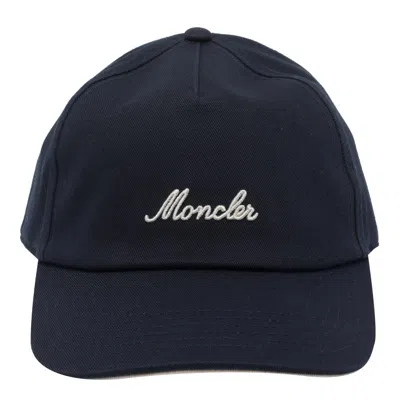 Moncler Navy Baseball Cap With Embroidered Logo In Blue