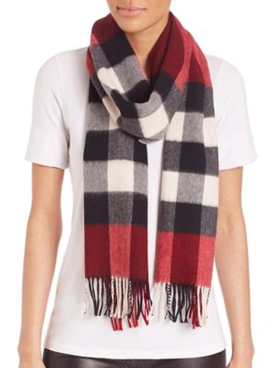 Burberry Heritage Half Mega Check Cashmere Scarf In Parade Red Check