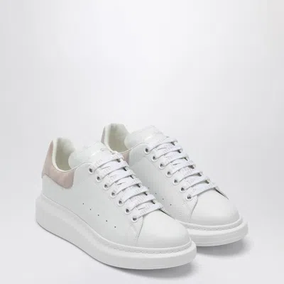 Alexander Mcqueen Women White Low Top Sneakers With Logo Lettering On Tongue And Heel In Leather Wom