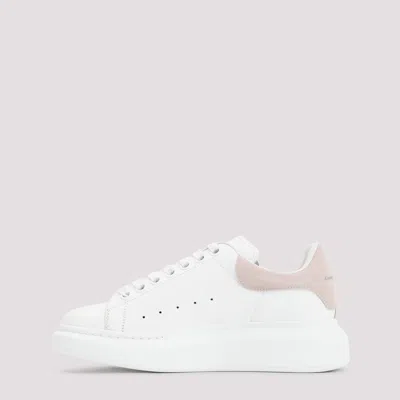 Alexander Mcqueen Women White Low Top Sneakers With Logo Lettering On Tongue And Heel In Leather Wom