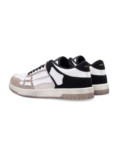 Amiri Skel Top Low Distressed Leather Sneakers In White