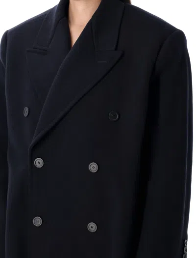 Balenciaga Blue Oversized Double Breasted Coat In Blue