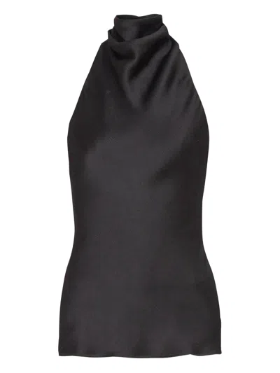 Balmain Halterneck Sleeveless Backless Draped Neckline Fitted Silhouette In Black