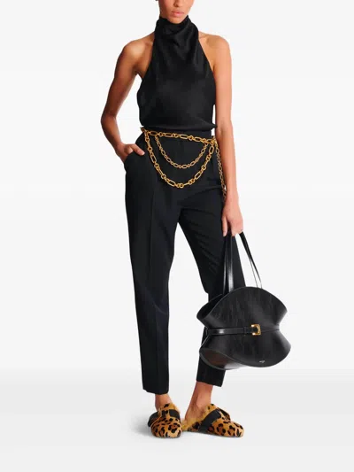 Balmain Halterneck Sleeveless Backless Draped Neckline Fitted Silhouette In Black