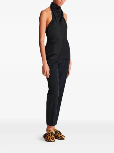Balmain Halterneck Sleeveless Backless Draped Neckline Fitted Silhouette In Black