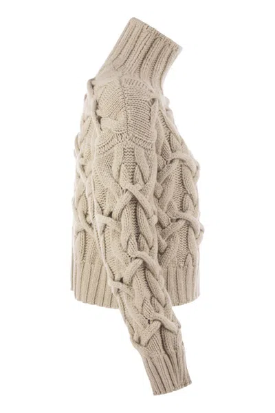 Brunello Cucinelli Braided Sweater Sweaters And Cardigans Beige In Neutral