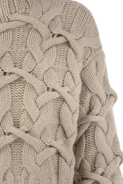 Brunello Cucinelli Braided Sweater Sweaters And Cardigans Beige In Neutral