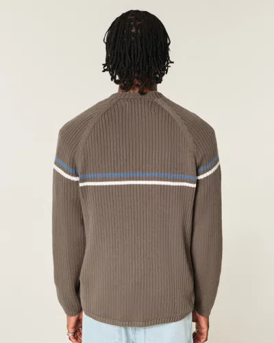 Hollister Retro Knit Crew Neck Sweater In Brown