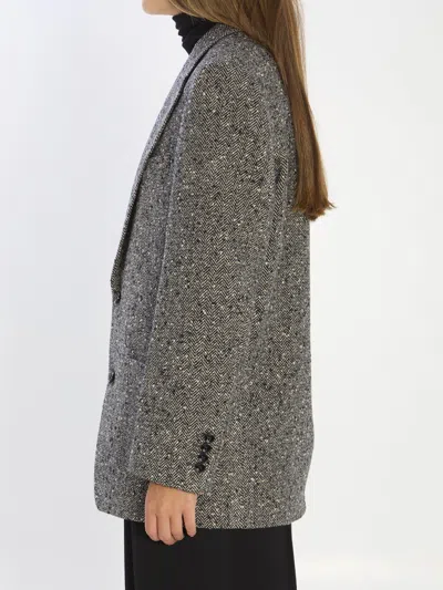 Celine Ivory And Black Wool Jacket In Black