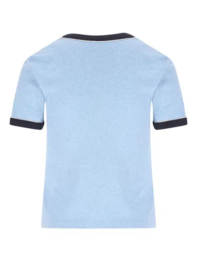 Chloé Logo Print Cotton T-shirt In Blue