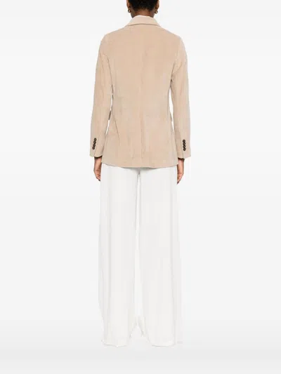 Circolo 1901 Double-breasted Cotton Jacket Featuring Flap Pockets In Neutral