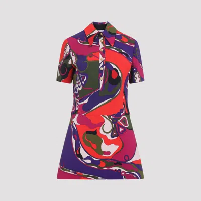 Pucci Fitted Waist Mini Dress With Button Accents In Multi