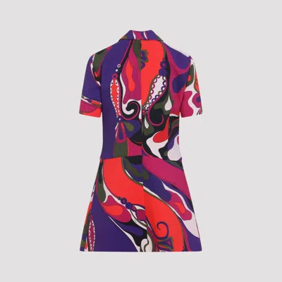 Pucci Fitted Waist Mini Dress With Button Accents In Multi
